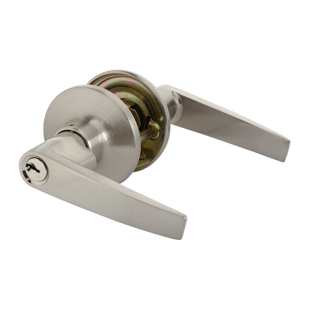 Poignée de porte d'entrée à clé bec-de-cane Classic nickel satiné