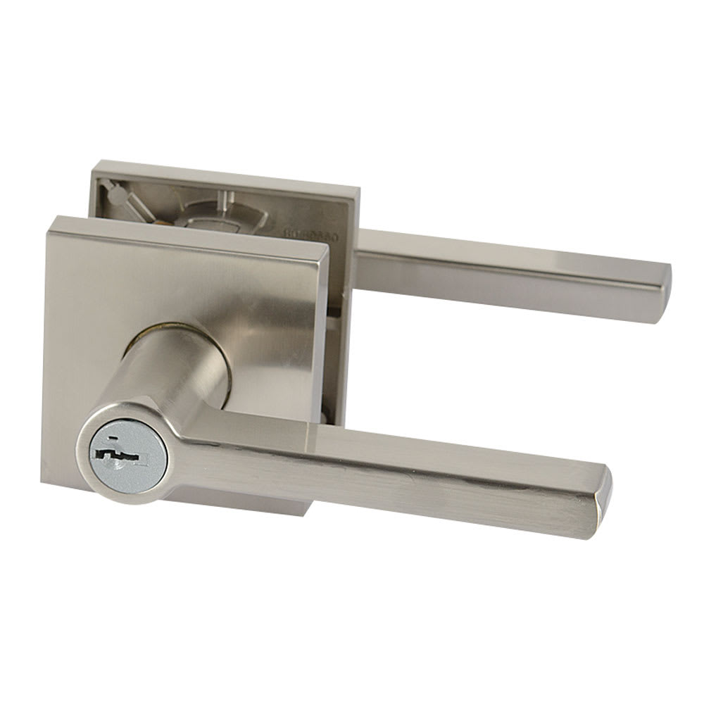 Poignée de porte d'entrée à clé bec-de-cane Halifax nickel satiné