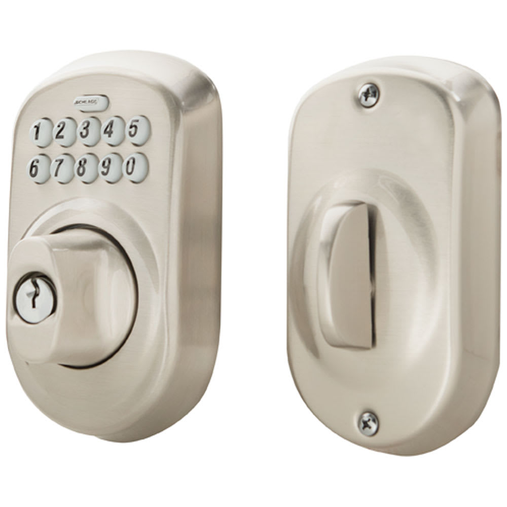 Serrure de porte électronique à clavier numérique Plymouth nickel satiné