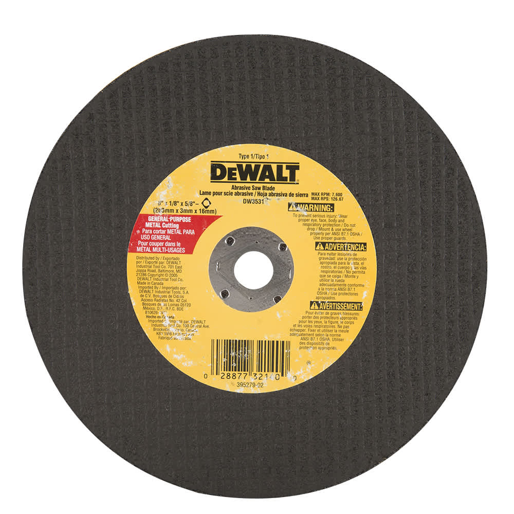Disque de coupe pour métal 8 po DEWALT
