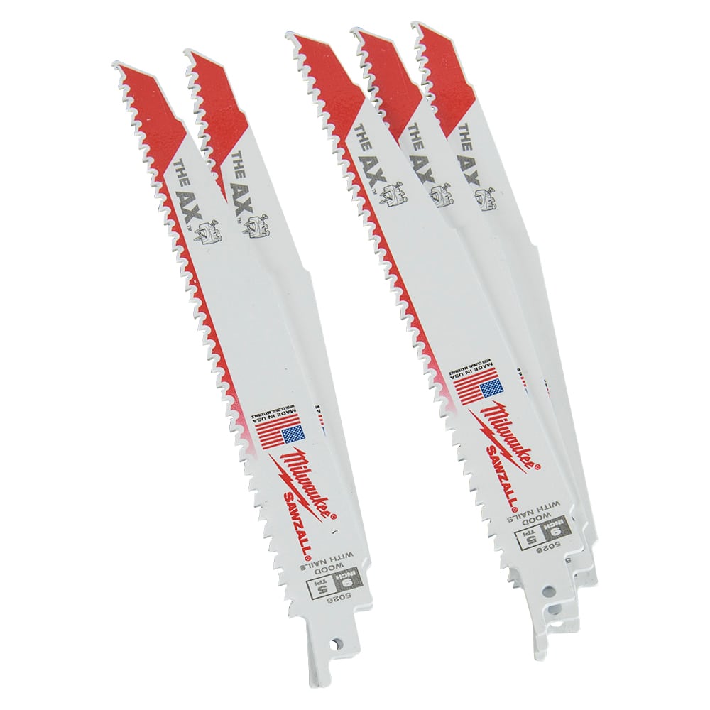 Lames de scie alternative 9 po / 5 dents pour le bois Pqt/5 MILWAUKEE