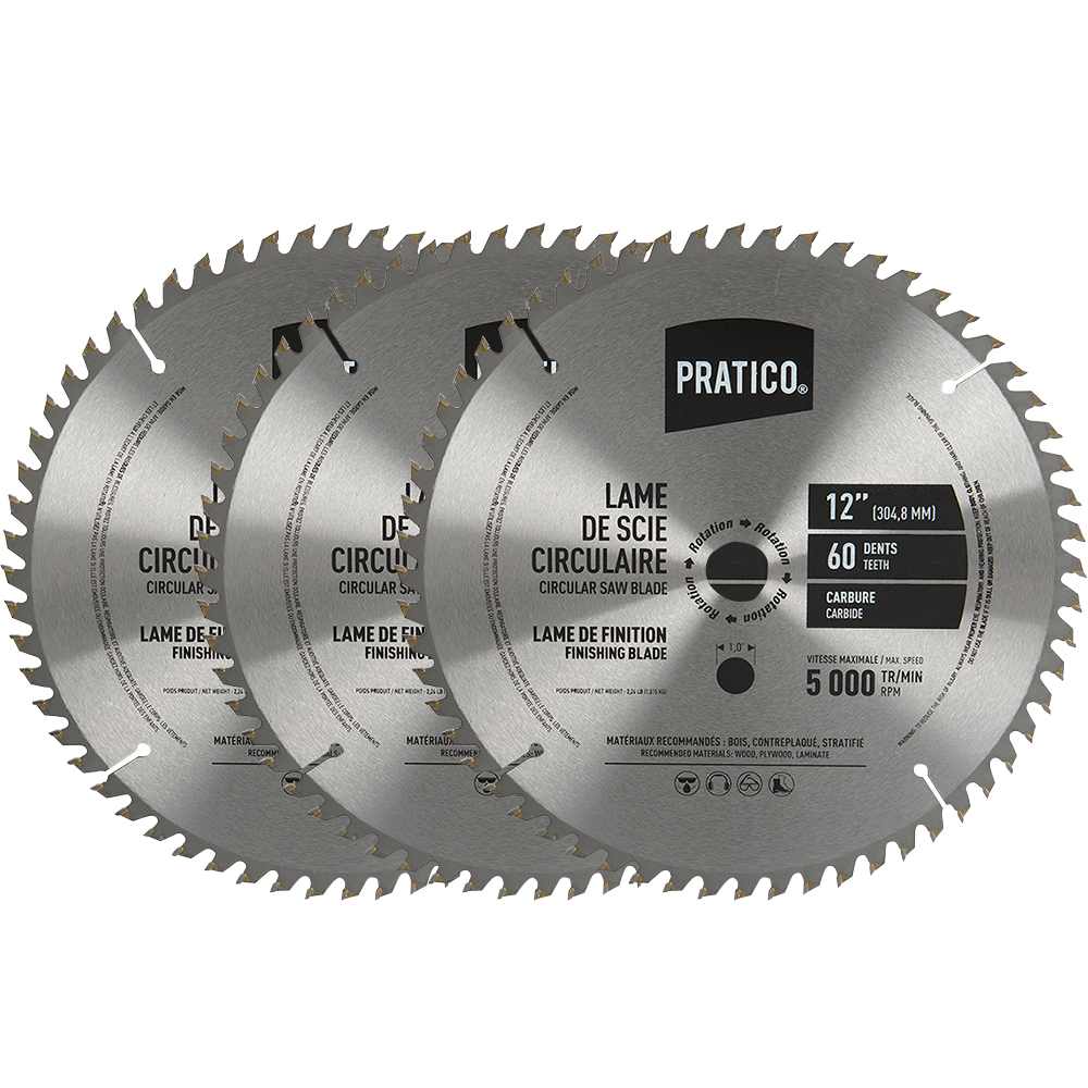 Lames de scie circulaire pour finition 12 po (60 dents) Pqt/3