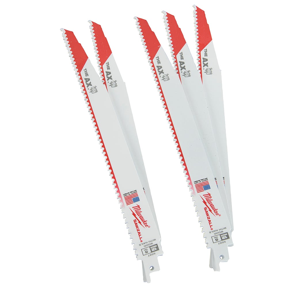MILWAUKEE Wood Reciprocating Saw Blades 12 in. / 5 TPI Pkg/5