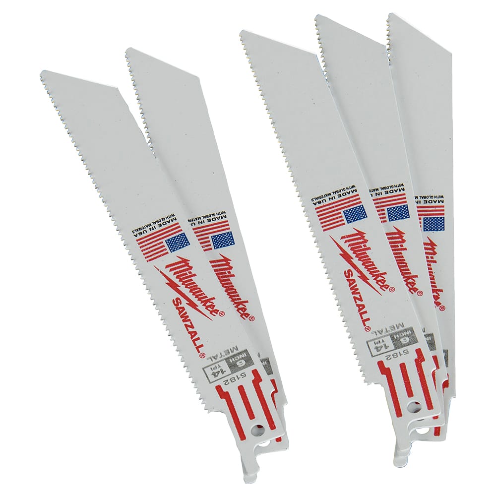 Lames de scie alternative 6 po / 14 dents pour le métal Pqt/5 MILWAUKEE