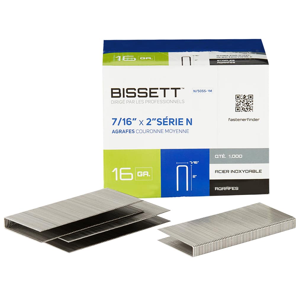 Agrafes inox pour revêtements n° 16, 2 po Pqt/1 000