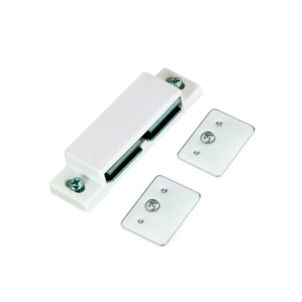 Loquet magnétique double en plastique blanc