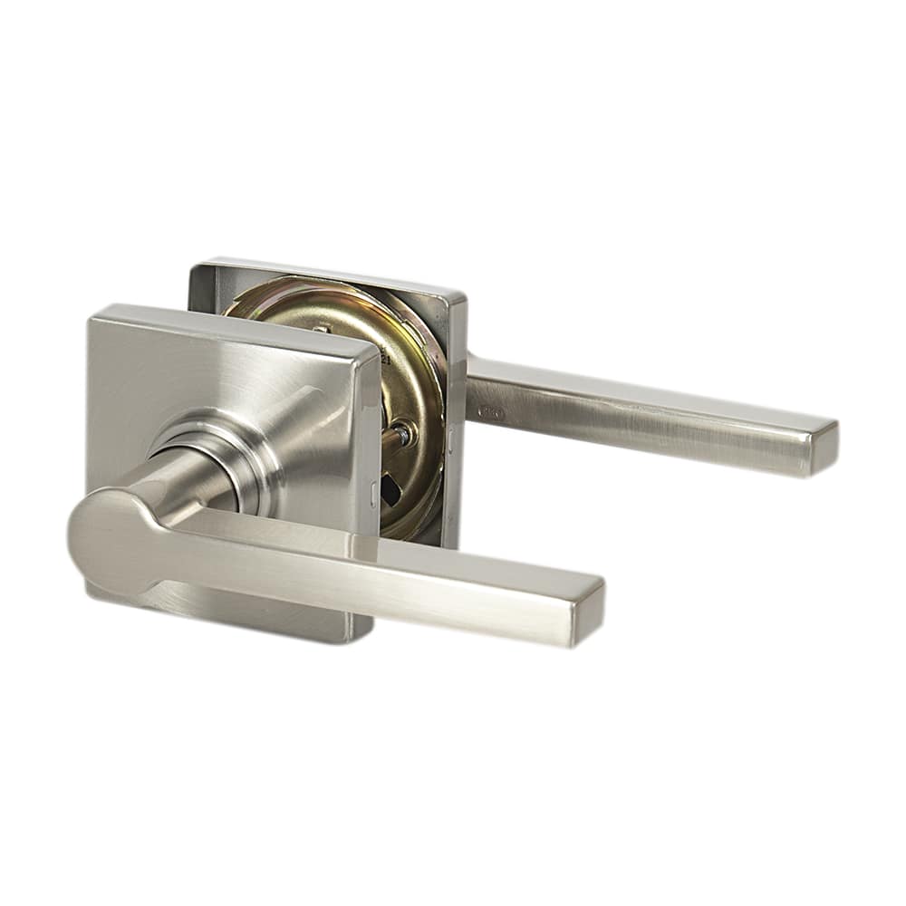 Poignée de porte de passage bec-de-cane Solstice Collins nickel satiné