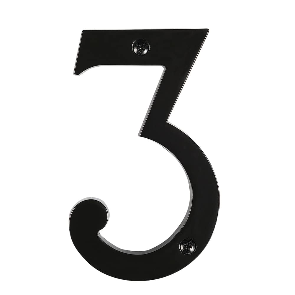 Chiffre 3 Distinction en zinc noir 6 po