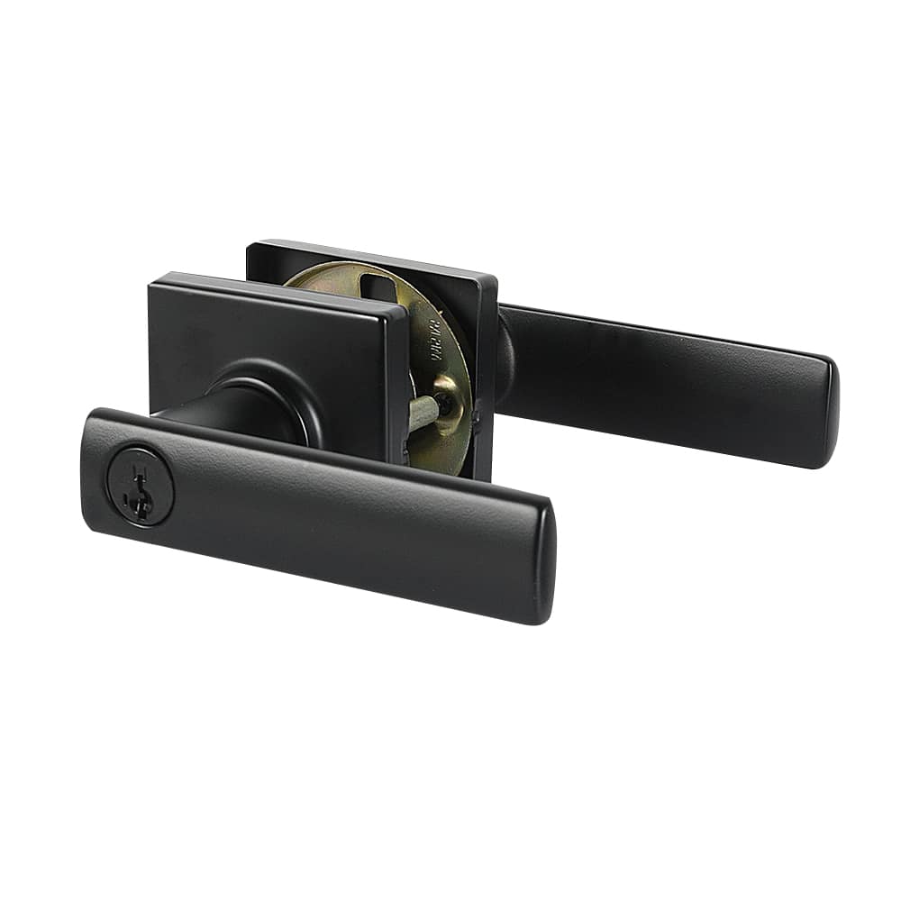 Poignée de porte d'entrée à clé bec-de-cane  Breton noire