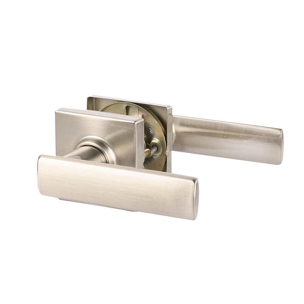 Poignée de porte de passage bec-de-cane Breton nickel satiné