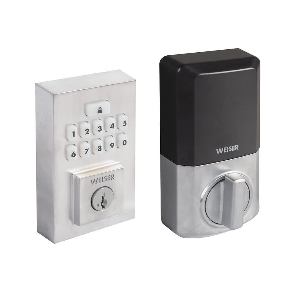 Serrure de porte électronique à clavier numérique Smartcode Contemporain chrome satiné