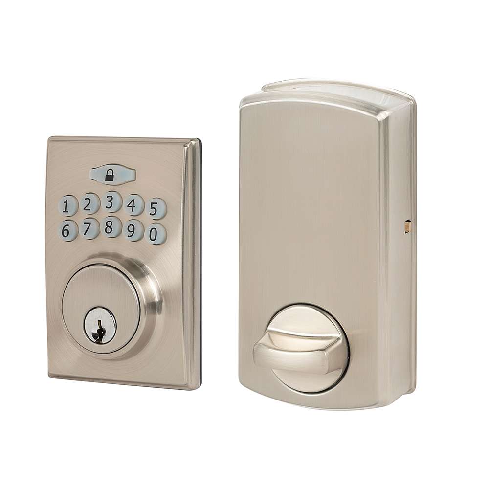 Serrure de porte électronique à clavier numérique Sutton nickel satiné