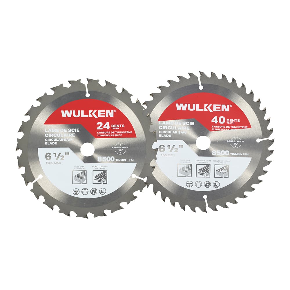 WULKEN Framing Circular Saw Blades 6 1/2 in. (24 and 40 Teeth) Set/2