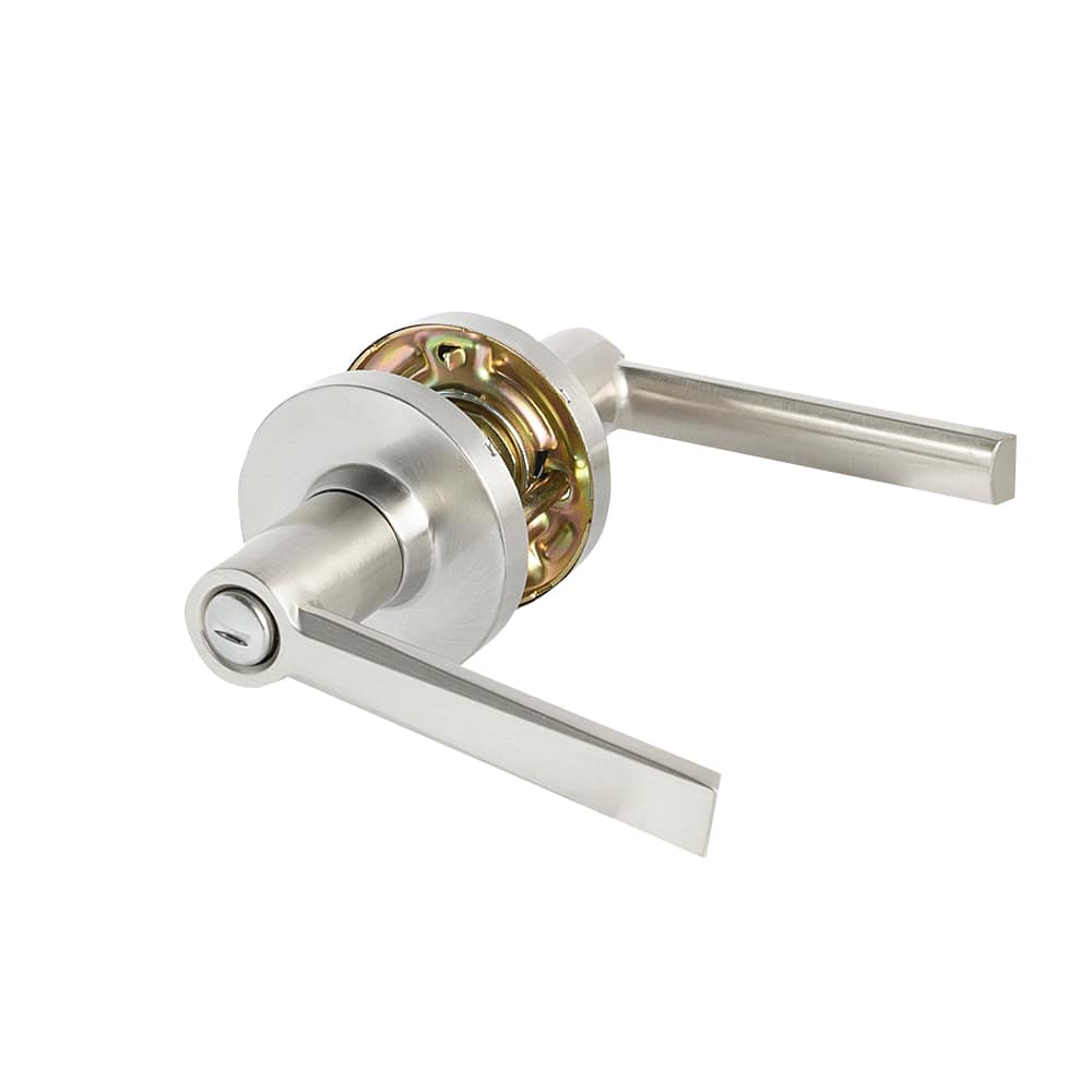 Poignée de porte de salle de bains bec-de-cane  Westley nickel satiné