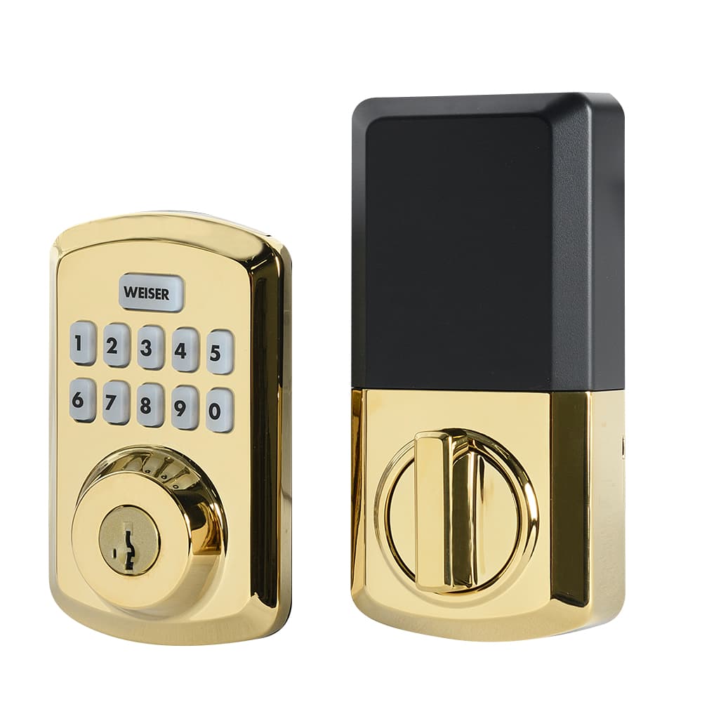 Serrure de porte électronique à clavier numérique Powerbolt3 laiton