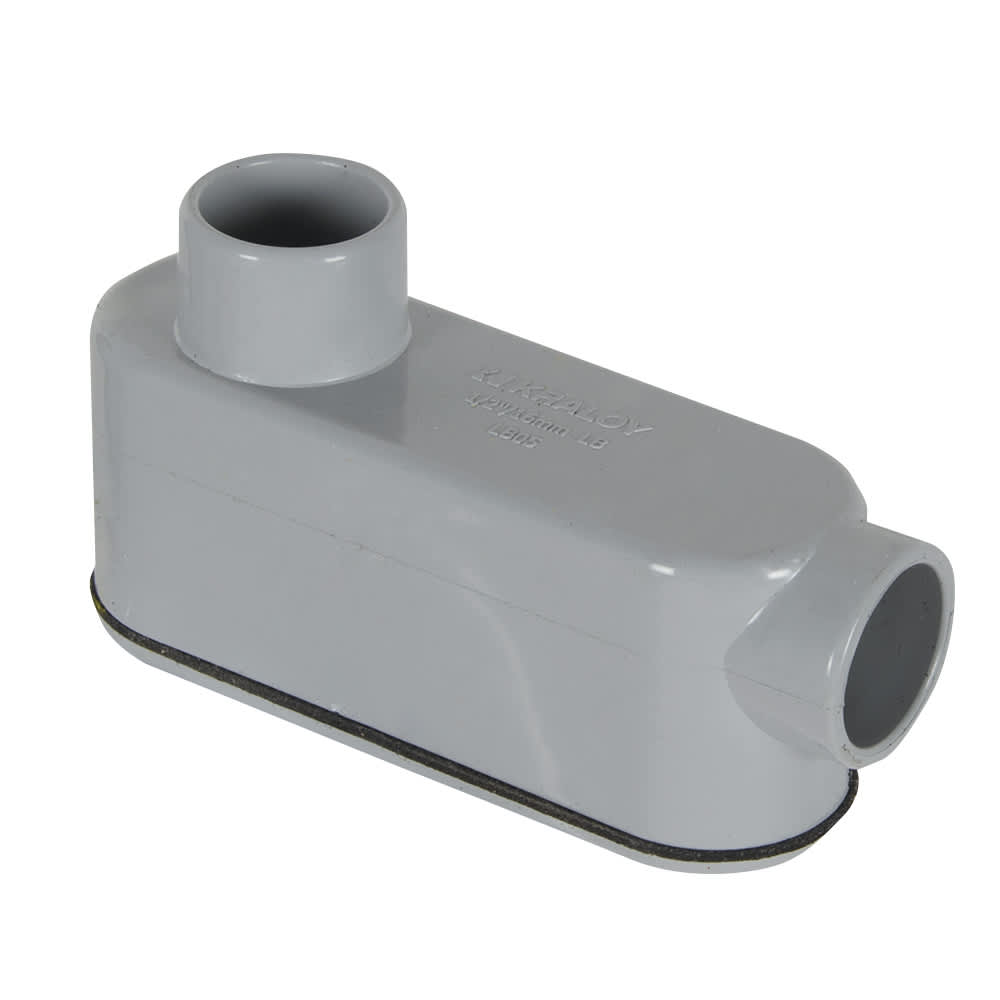 Raccord de déviation type LB pour conduit électrique en PVC 1/2 po