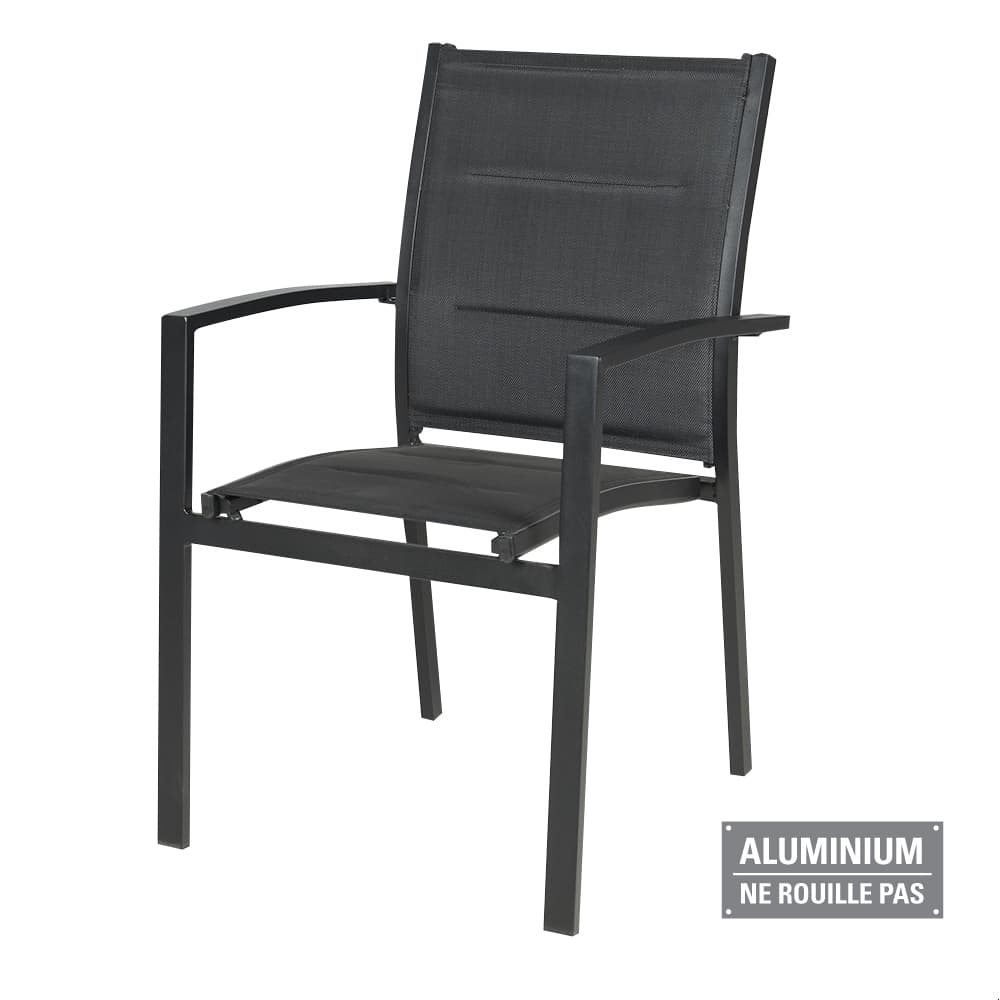 Chaise de patio moderne en aluminium noire VERTUO
