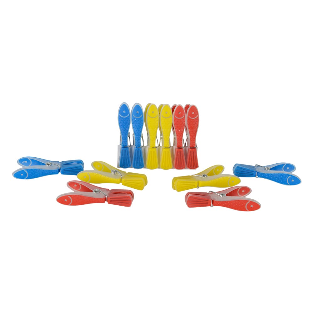 Set of 12 Fish Plastic Clothes Pins
