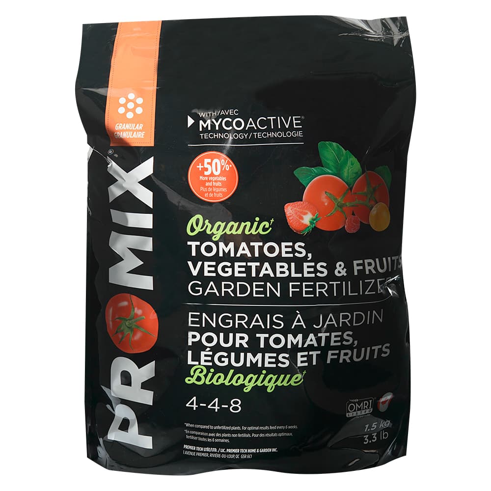 Engrais à jardin boilogique pour tomates légumes et fruits Pro-Mix 4-4-8, 1,5 kg