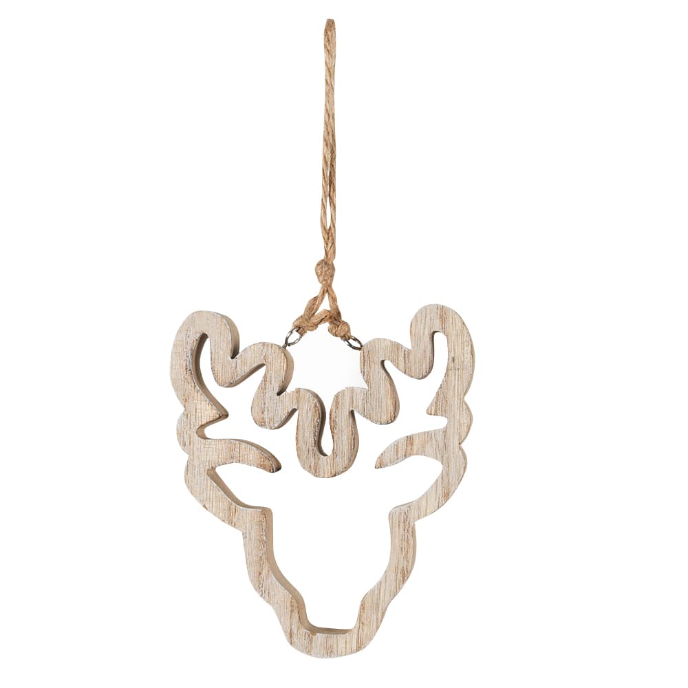 Ornement en bois renne 7 1/2 po
