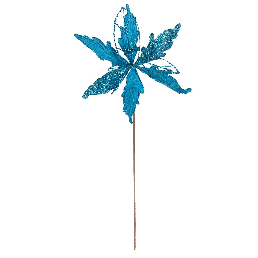 Pic décoratif poinsettia bleu 24 po