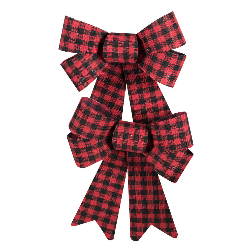 VERTUO Buffalo Christmas Bows 5 1/2 in. Pkg/2