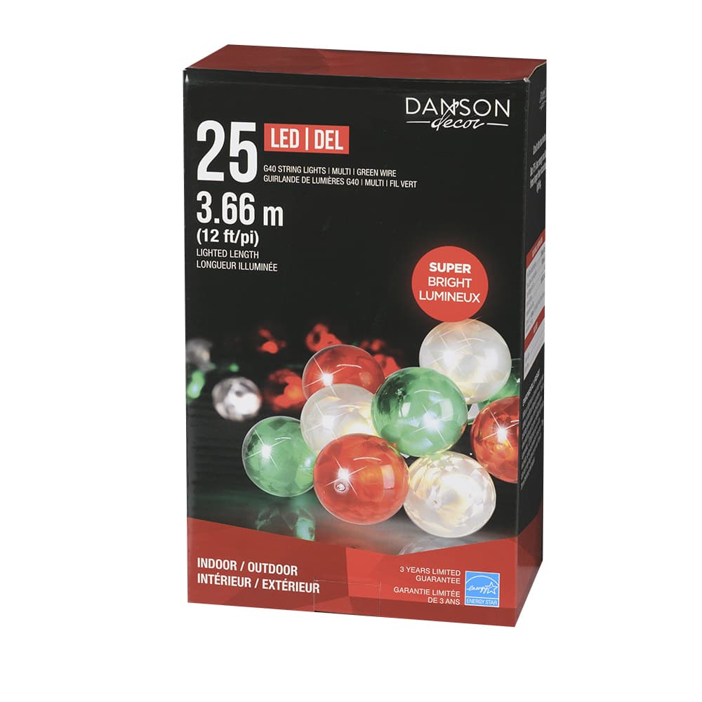 Jeu de 25 lumières DEL G40 multicolore
