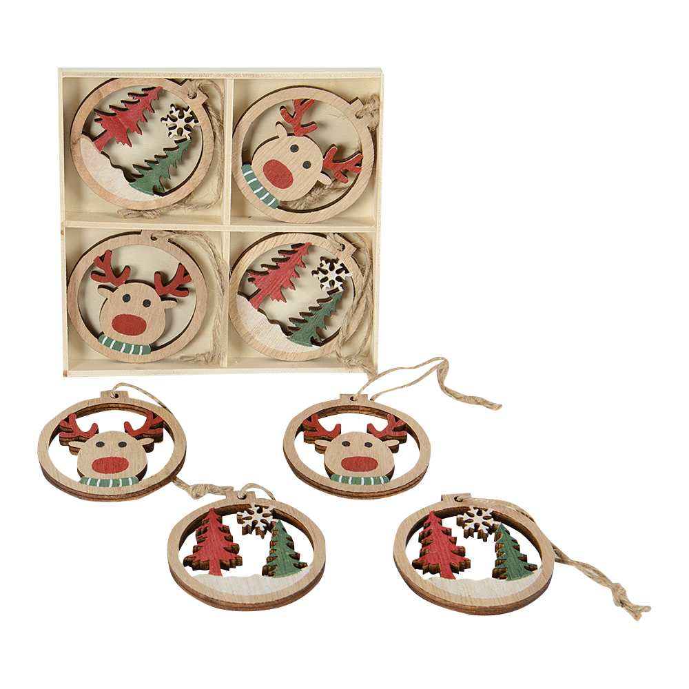 Ornements rennes et sapins Ens/8