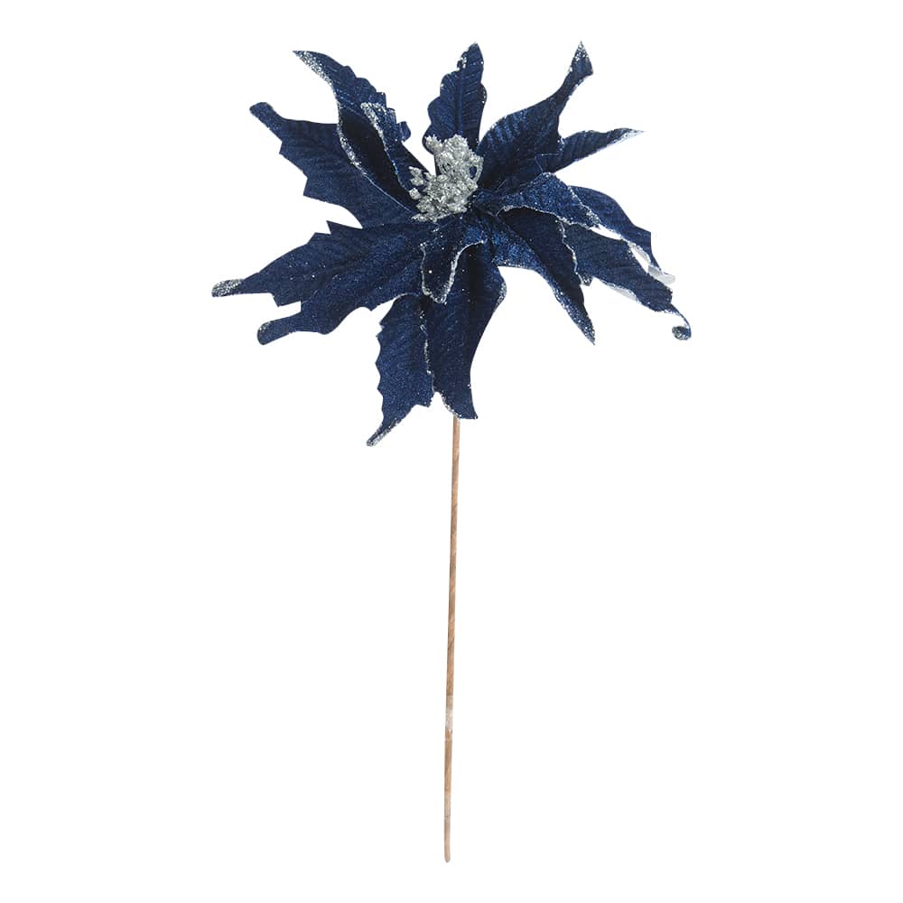 Pic décoratif poinsettia bleu 20 po