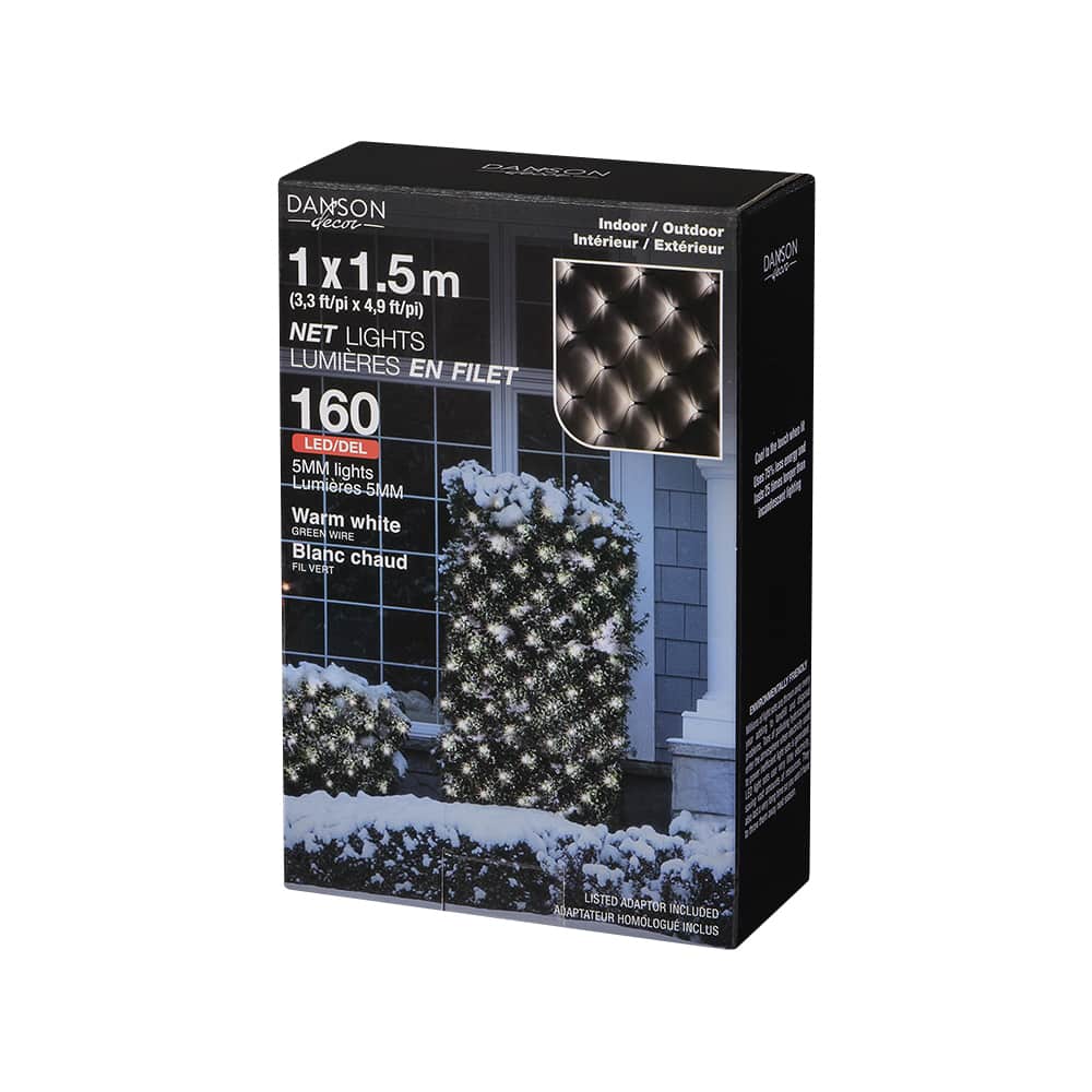 Jeu de 160 lumières DEL en filet Blanc chaud