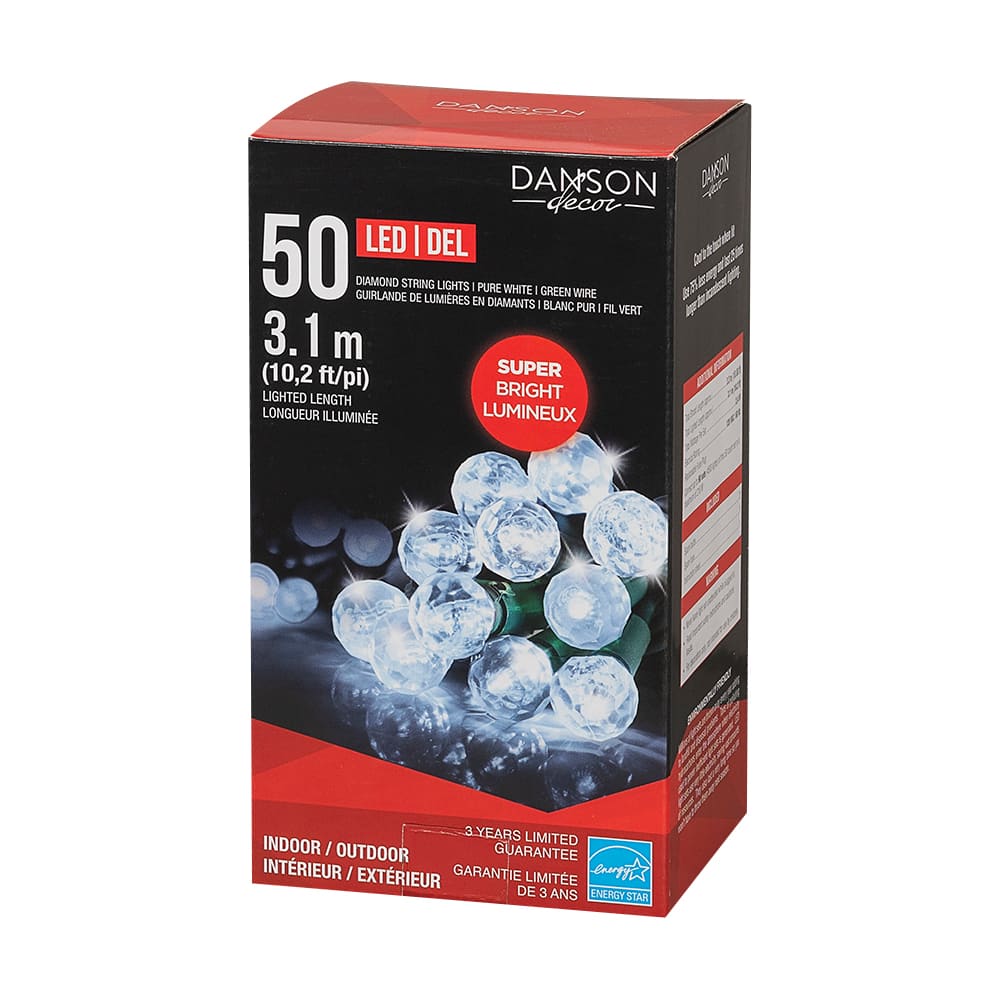 Jeu de 50 lumières DEl Diamant blanc pur