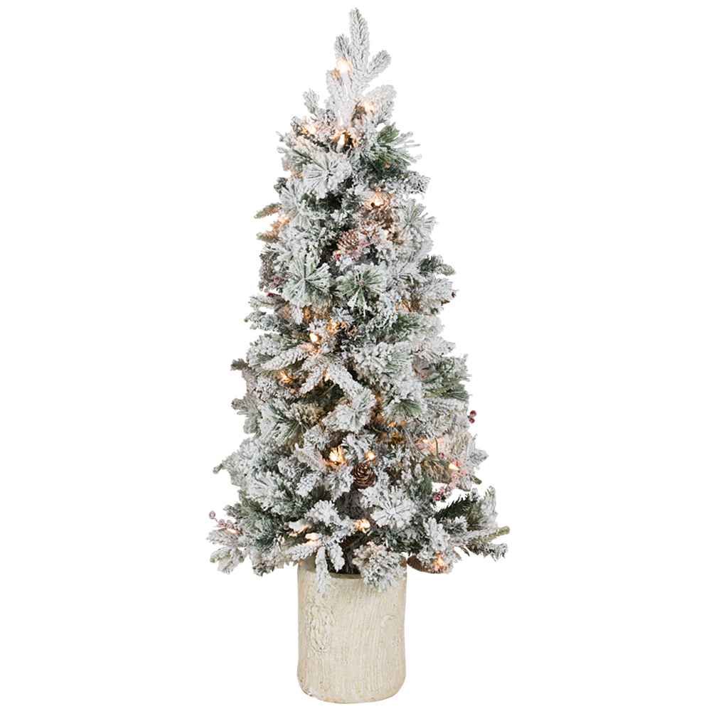 Arbre de Noël illuminé et enneigé en pot 4 pi VERTUO