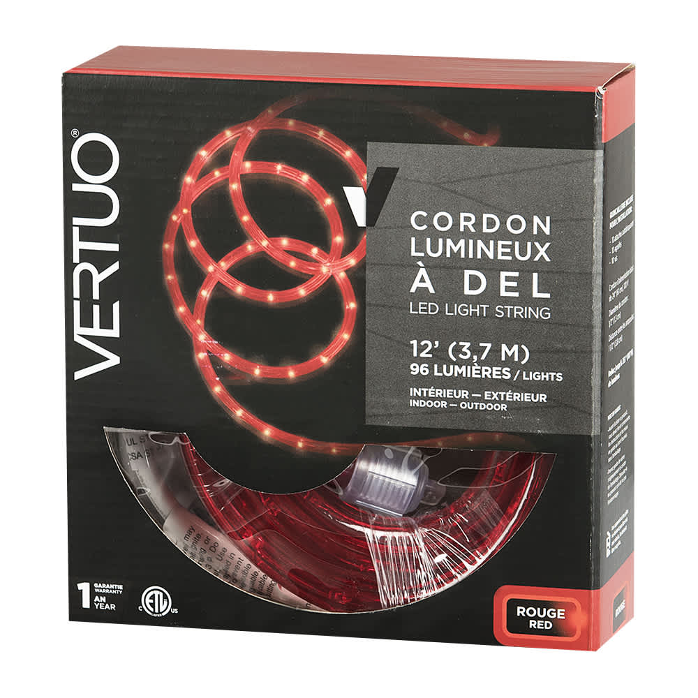 Cordon lumineux à DEL rouge 12 pi VERTUO
