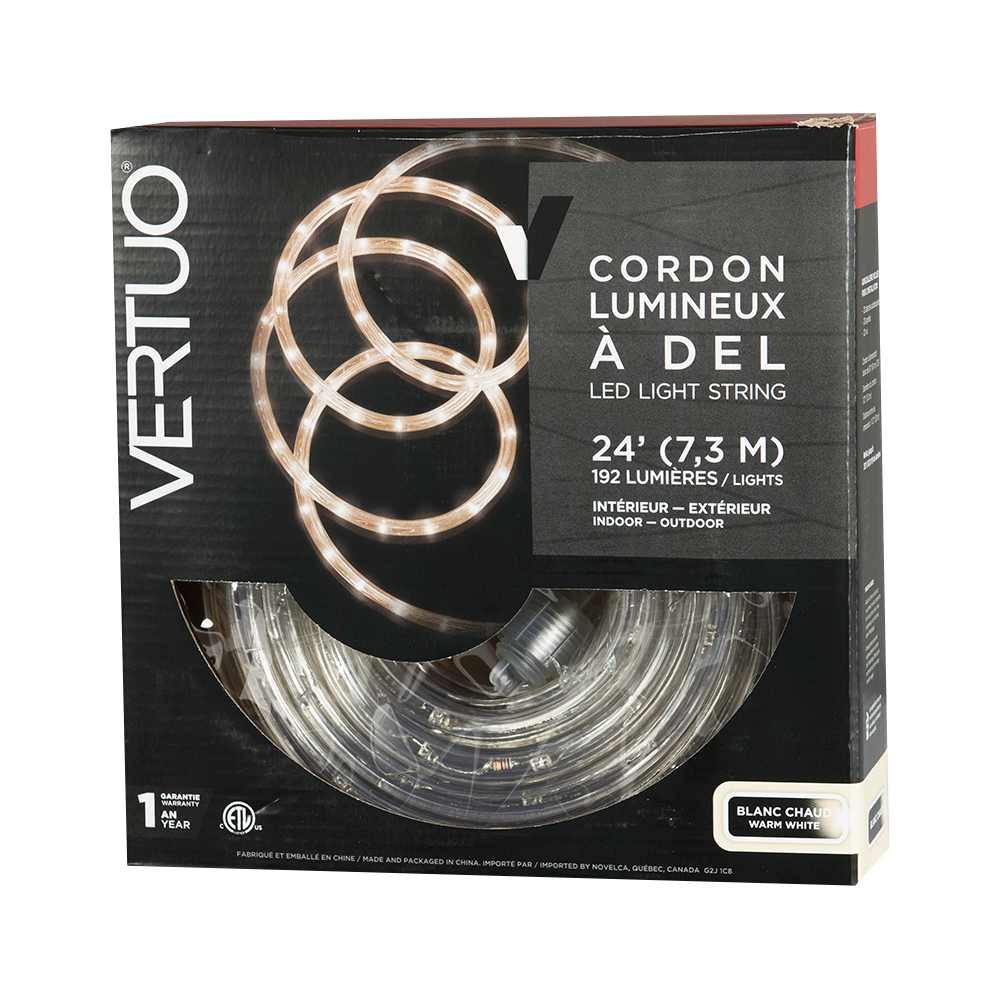 Cordon lumineux à DEL blanc chaud 24 pi VERTUO