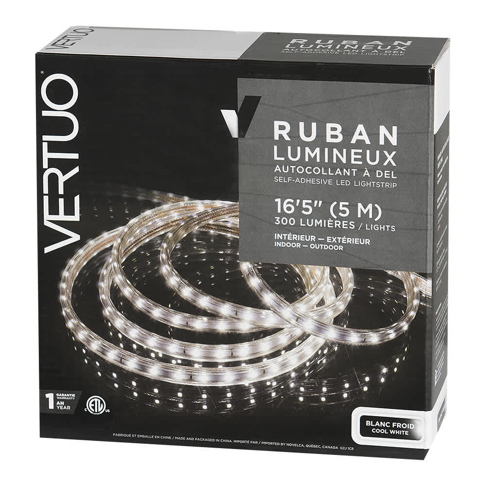Ruban lumineux à DEL blanc froid 16 pi 5 po VERTUO