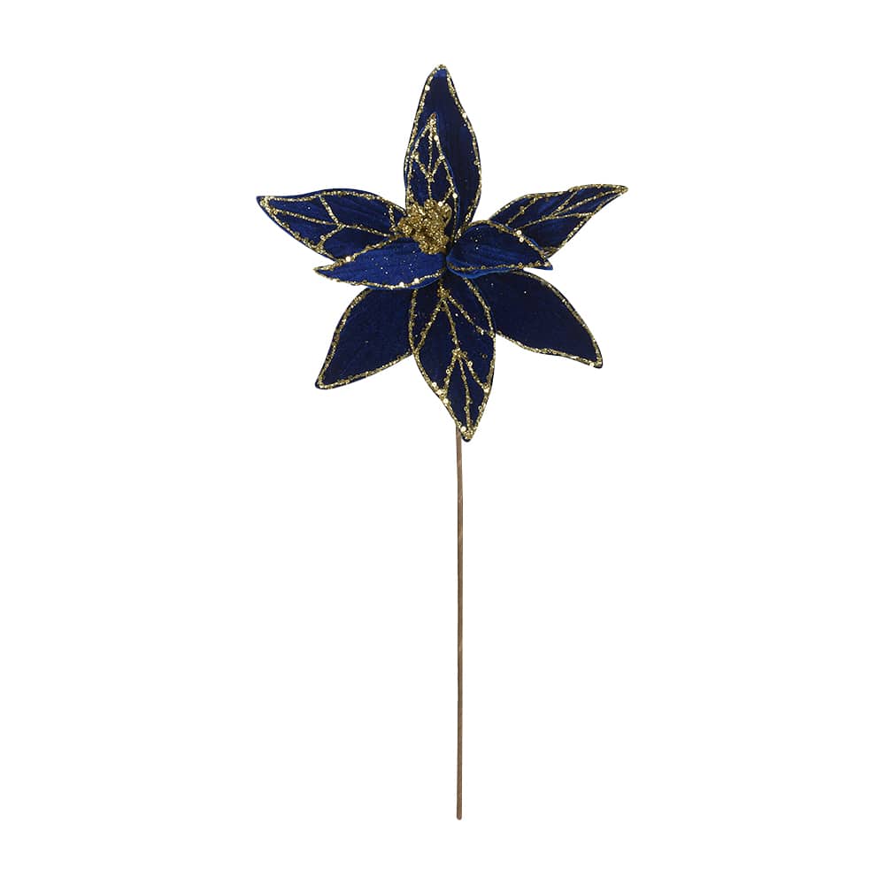 Pic décoratif poinsettia bleu 26 po