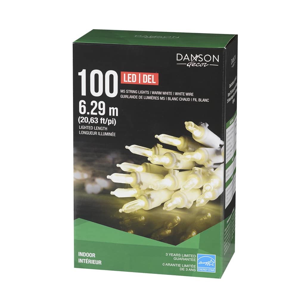 Jeu de 100 lumières DEL M5 blanc chaud