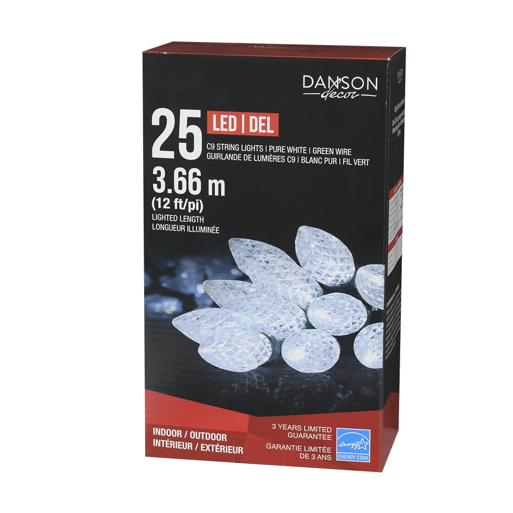 Jeu de 25 lumières DEL C9 Blanc pur