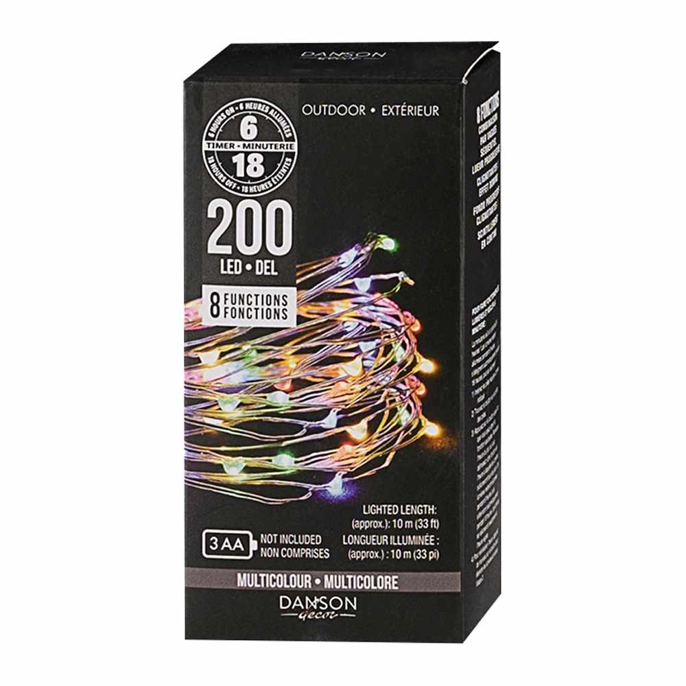 Jeu de 200 lumières à DEL micro multicolore
