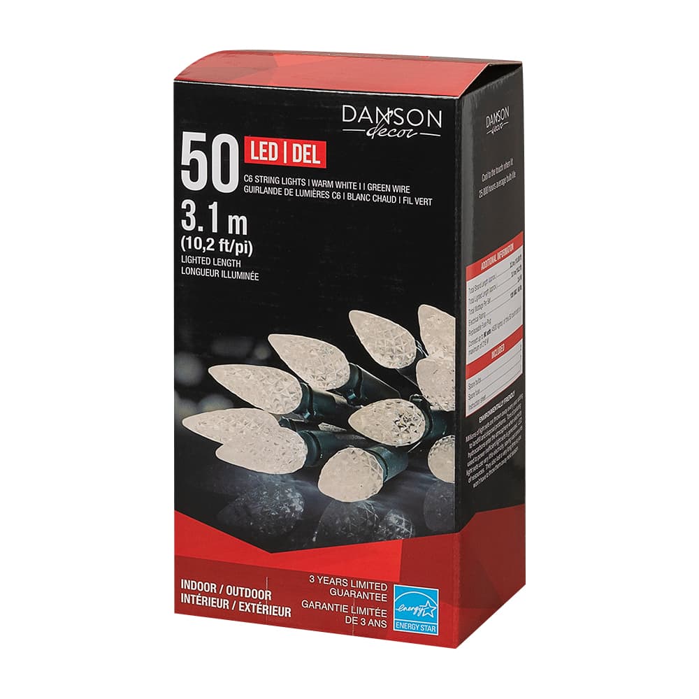 Jeu de 50 lumières DEL C6 blanc chaud