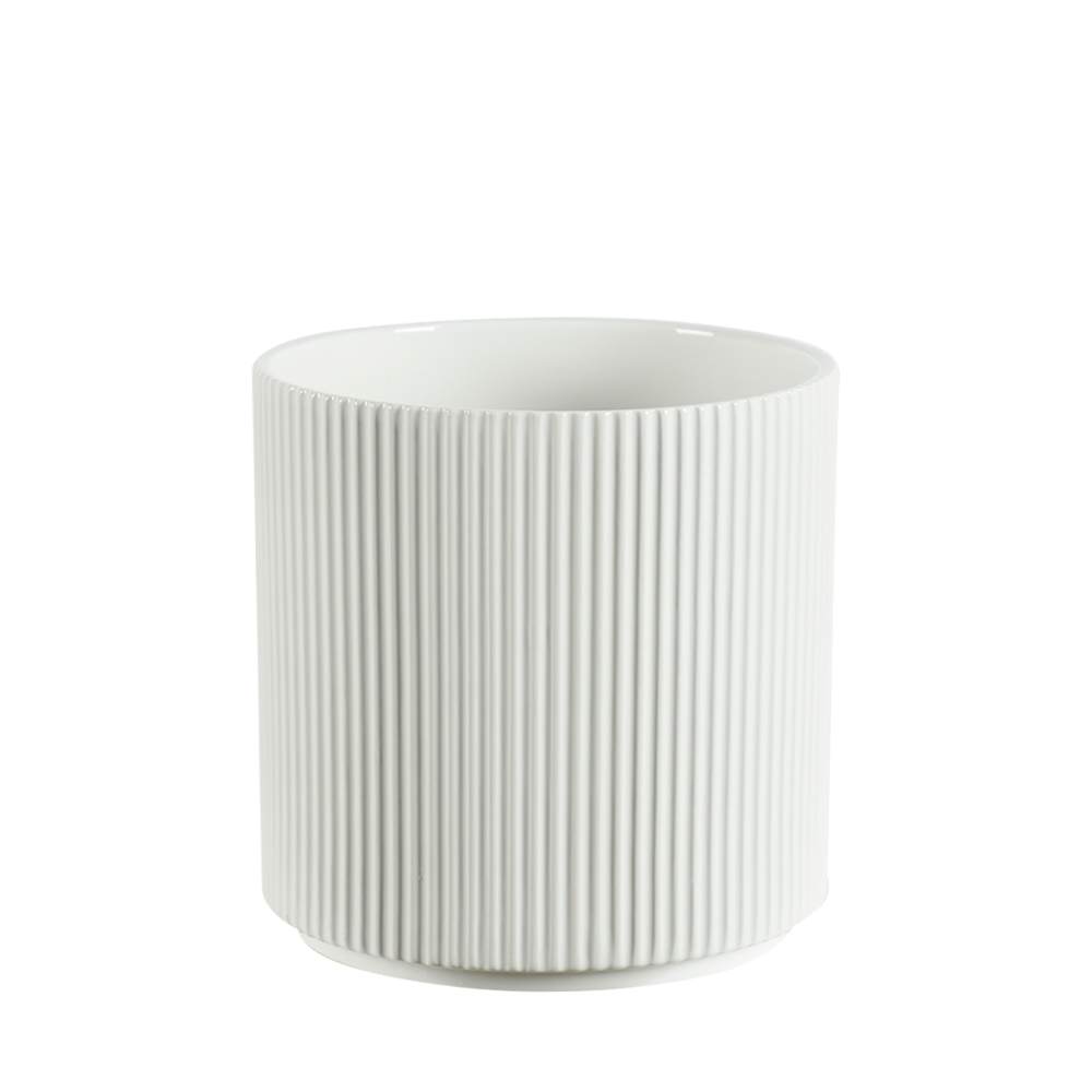 Cache-pot rainures blanc 6 1/4 po VERTUO