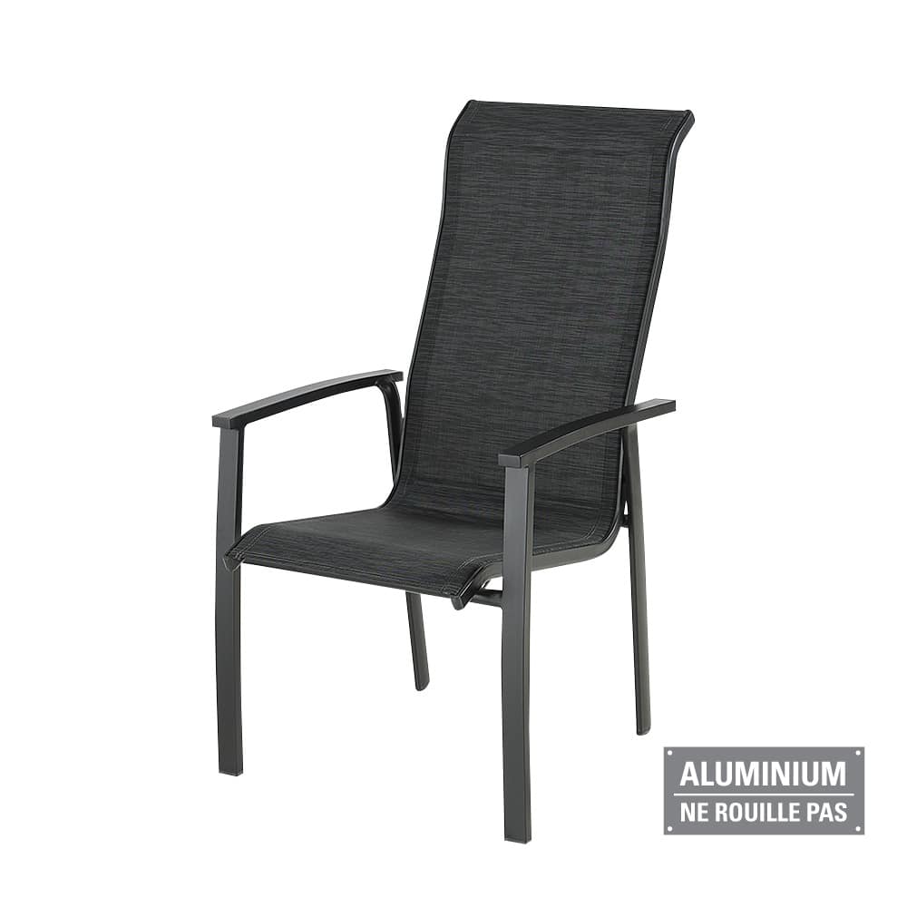 Chaise de patio à haut dossier en aluminium noire VERTUO