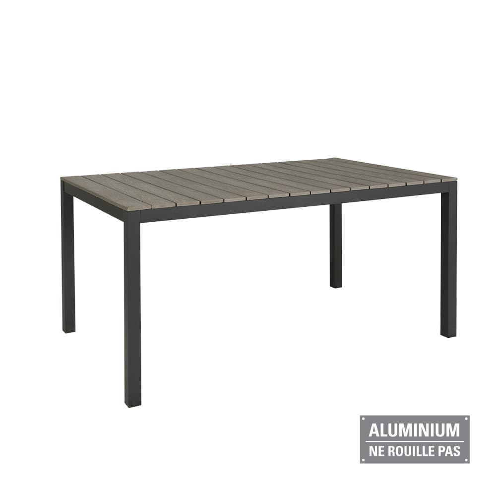 Table de jardin rectangulaire en aluminium et bois de composite 37 po x 63 po VERTUO