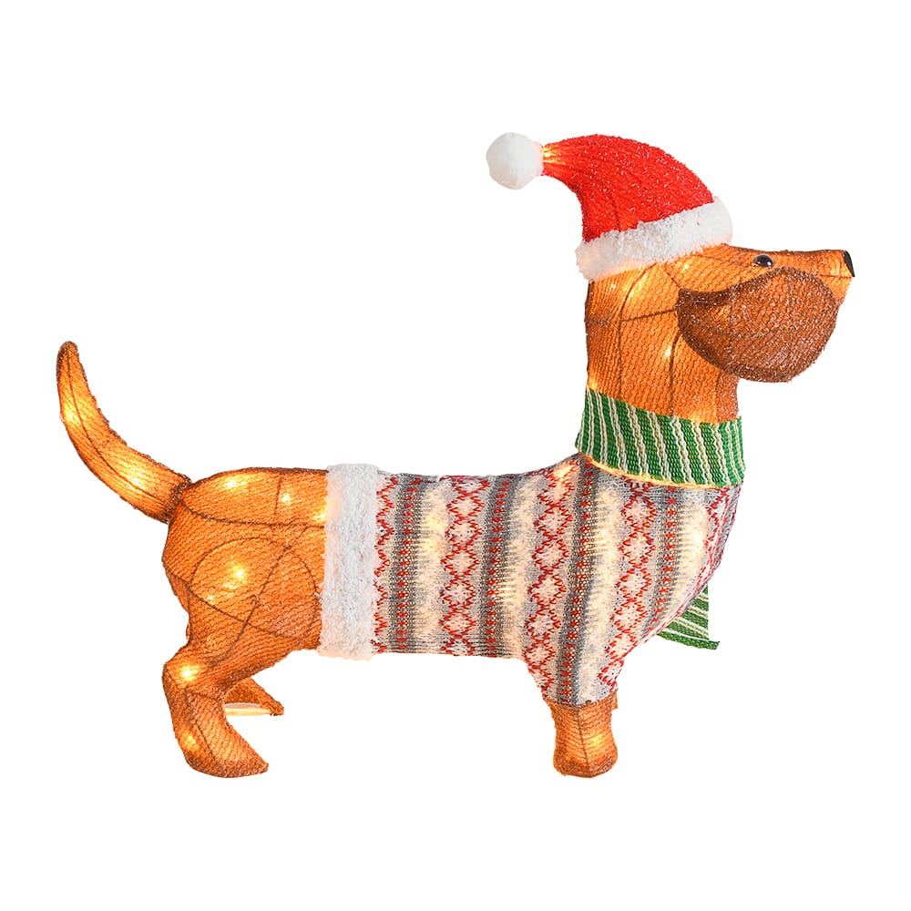 Teckel chandail à motifs illuminé 23 5/8 po