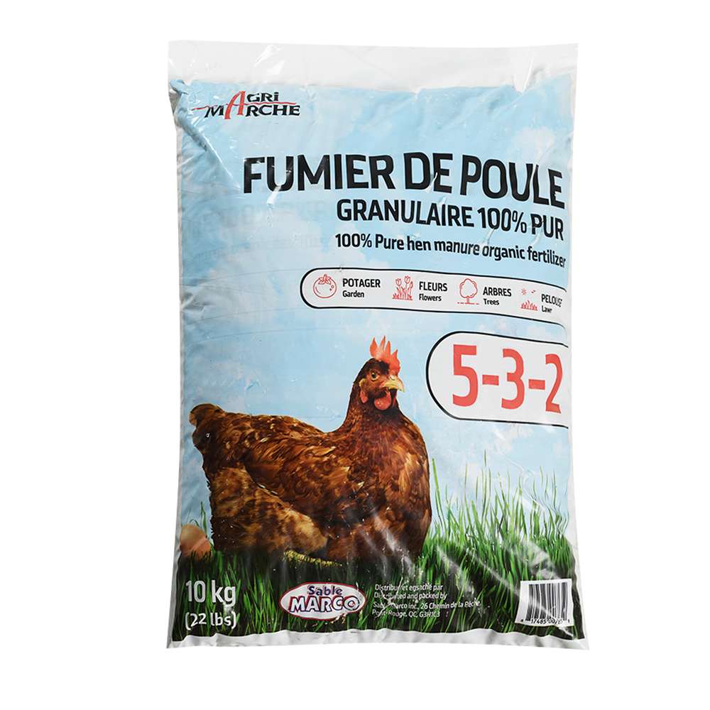 Fumier de poule granulaire 100% pur 5-3-2, 10 kg