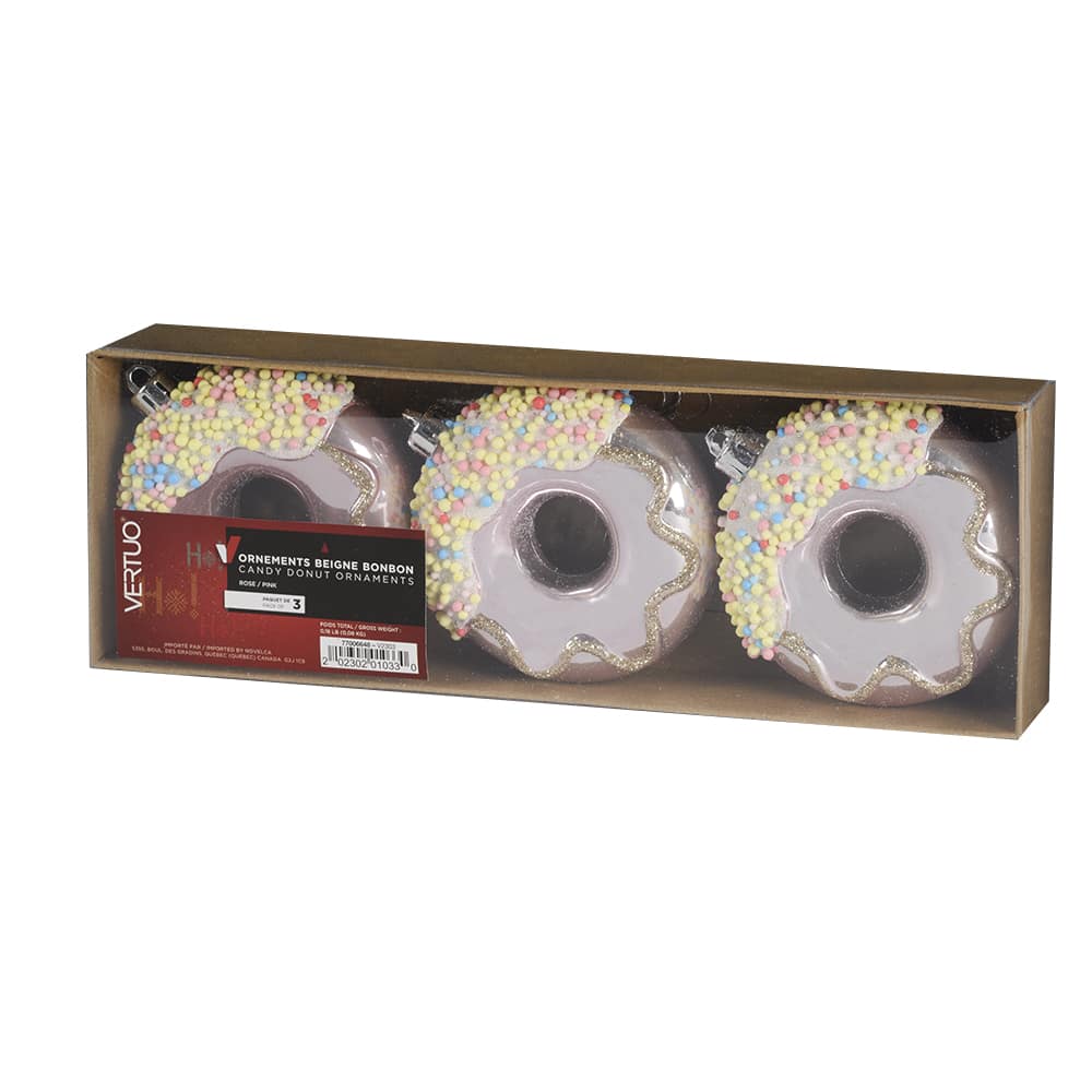 Ornements beigne et bonbon 3 3/8 po Pqt/3