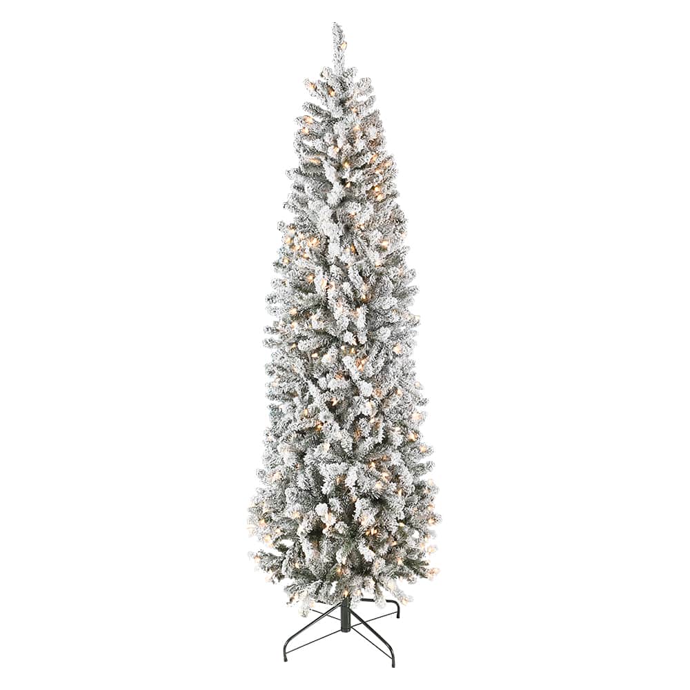 VERTUO Meribel Illuminated and Snowy Christmas Tree 7 ft. 6 in.