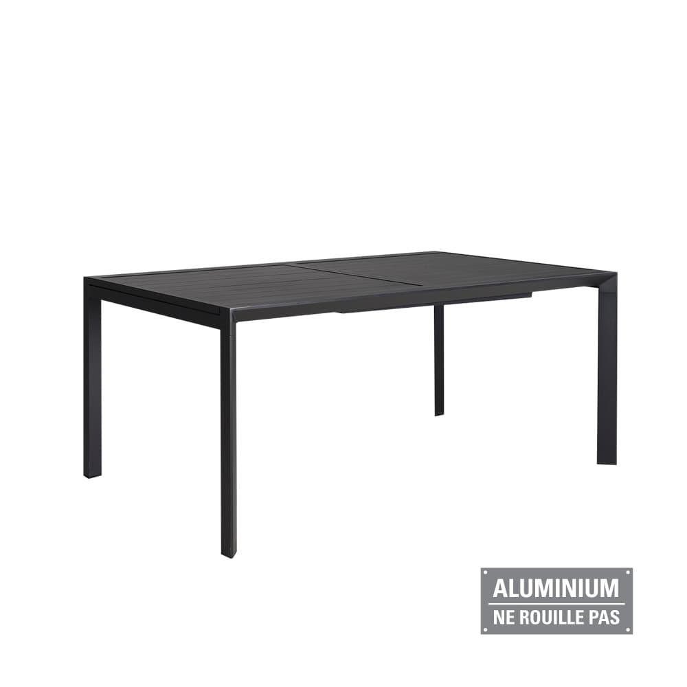 Table de jardin rectangulaire extensible en aluminium noire 39 3/8 po x 106 1/4 po VERTUO