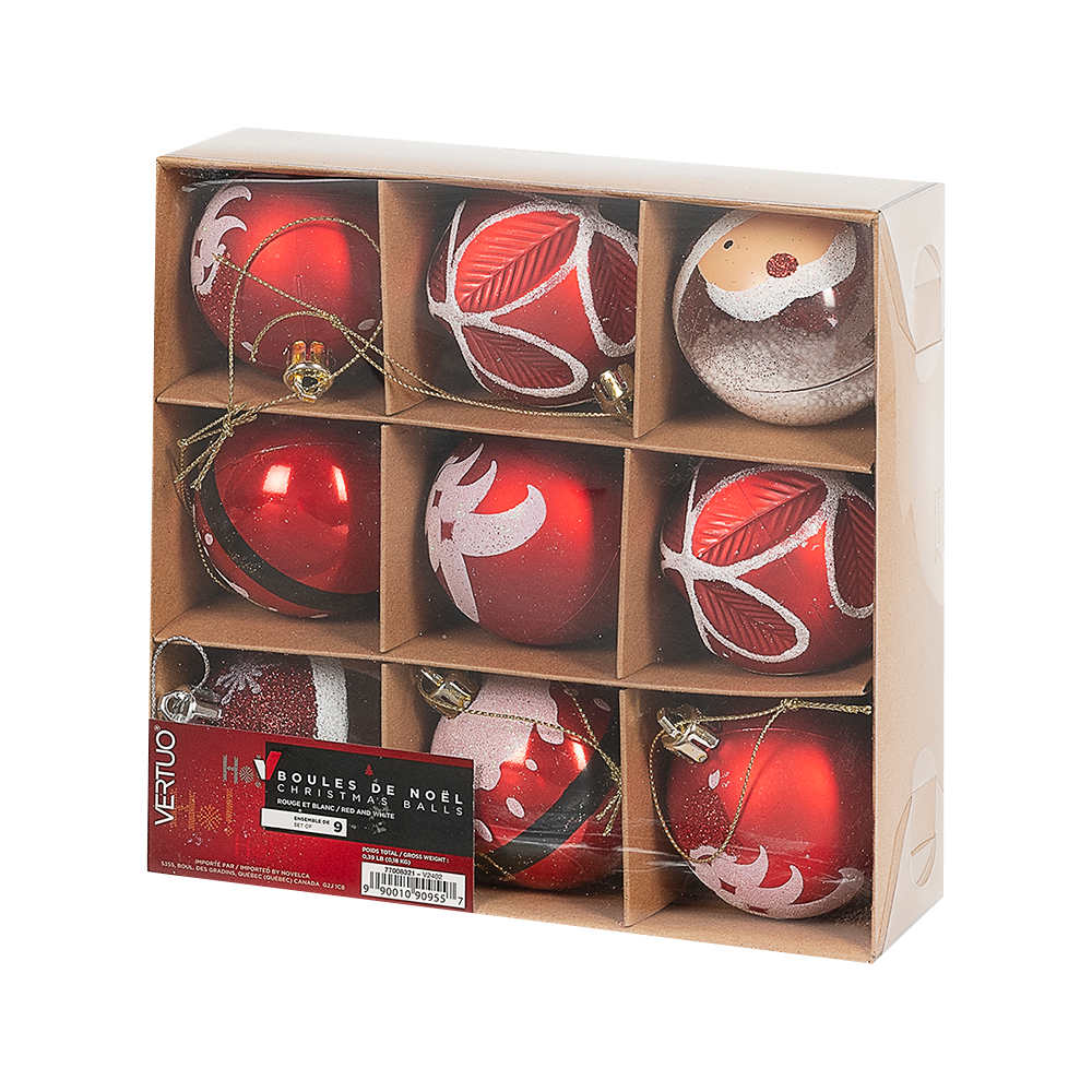 Boules de Noël 2 3/8 po Ens/9