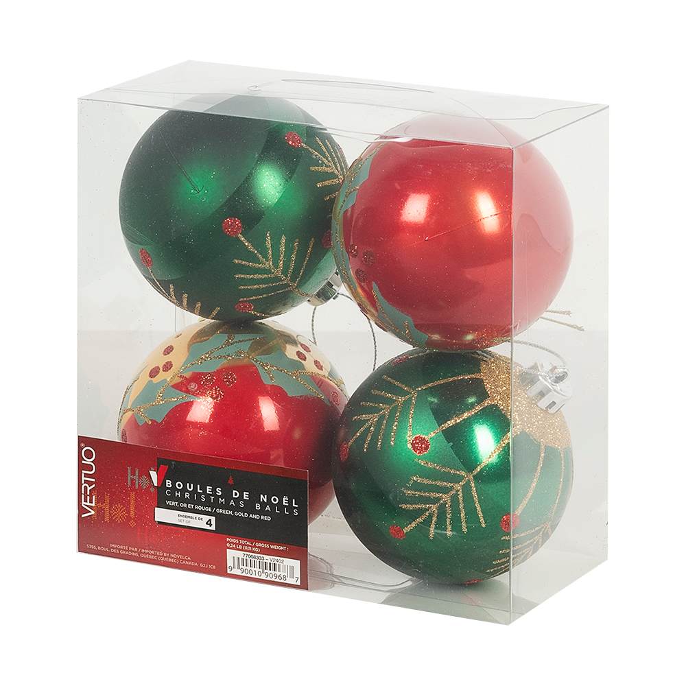 Boules de Noël 3 1/4 po Ens/4